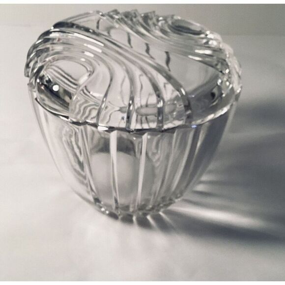 Vintage 24% Lead Cut Crystal Bowl Clear Candy Dish With Lid Germany - Picture 1 of 9